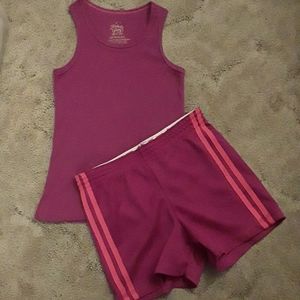 Faded Glory magenta tank and shorts set